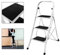 Folding 3 Thread Step Ladder Heavy Duty Steel Safety Stepladder with Handrail Support Non Slip Mat Tread for Kitchen Home Garden Office