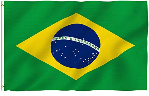 MLIAN Drapeau Brésil 150x90cm - Grand Drapeau Brésilien Flag Polyester Passe-Fils en Laiton