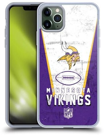 Head Case Designs Officially Licensed NFL Banner Minnesota Vikings Logo Art Gel Case [Military Grade Protection] Compatible with Apple iPhone 11 Pro Max and Compatible with MagSafe