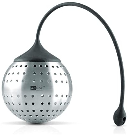AdHoc Spice Bomb Spice Infuser - Kitchen Accessory for Large-Leaved Herbs & Tea - Stainless Steel Infuser Insert with Silicone Clasp & Arm - Essential Strainer for Easy Spice Infusion