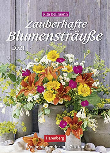 Zauberhafte Blumensträuße - Kalender 2021 - Harenberg-Verlag - Wochenkalender mit Zitaten und Platz zum Eintragen - 17 cm x 22,8 cm