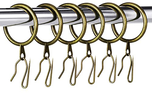 30 Stücke Metall Vorhang Gardine Ringe Vorhang Hängender Ringe und 30 Stücke Metall Vorhang Gardine Stift Haken für Fenster Tür Duschvorhang, 30 mm Innendurchmesser (Ölgeriebene Bronze)