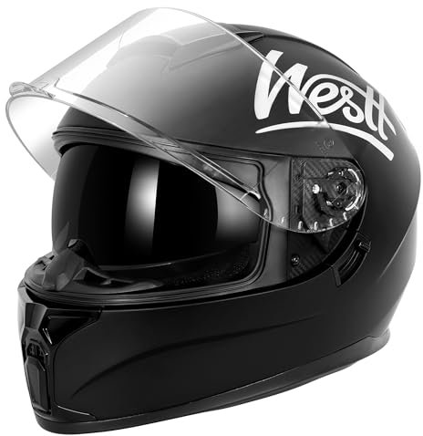 Westt Integralhelm Motorradhelm mit Doppelvisier Herren Damen Touring Street Mopedhelm Scooter Chopper Helm Motorrad, ECE DOT Zertifiziert