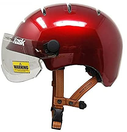 Urban Fahrradhelm mit Kask Visier, 4 Belüftungsöffnungen, Größe L, weinrot