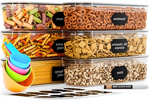 Chef's Path Juego de recipientes herméticos para almacenamiento de alimentos, ideal para pastas, organización y almacenamiento de la despensa de la cocina, recipientes de plástico con tapas