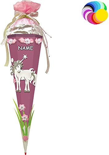 alles-meine.de GmbH Bastelset - Schultüte Farbe & Größe wählbar 70/85 / 100 cm - Einhorn - Farbe frei wählbar - Bastelschultüte - Zuckertüte zum selber Basteln Bemalen Bekl..