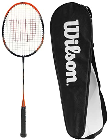 Wilson Recon 80 OX Badmintonschläger mit durchgehender Schlägerhülle, Orange, Schwarz, Silber