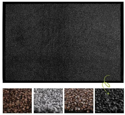TradeXone Heavy Duty Door Mats - Indoor/Outdoor Washable Door Matts Indoor - Super Absorbent Rug with Non Slip Backing - Entrance Doormats - Front Door, Home & Office (60cm × 90cm, Anthracite)