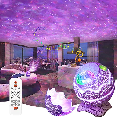LED Star Projector, Galaxy Projector Night Light with Remote Control, Dinosaur Egg Star Projector lamp with Bluetooth Speaker & White Noise, for Bedroom/Party/Home Decor,White