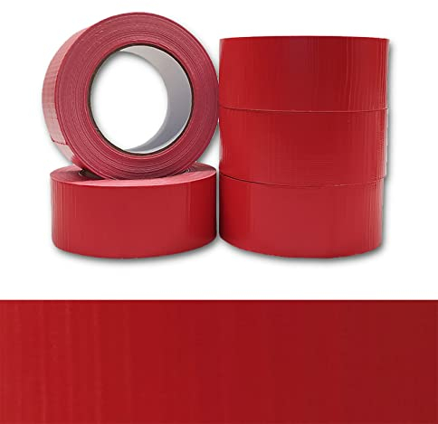 verpacking Premium Panzertape 50 m x 48 mm Rot Gewebeband Gaffa Tape Reparaturband hohe Klebekraft Klebeband mit Naturkautschuk-Kleber (5 Stück)