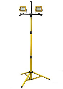 Faithfull FPPSLT70V 70W LED Twin Head Site Light with Tripod Mains Powered 240V - 7200 Lm 2.5M Cable