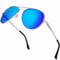 ANYLUV Pilot Sunglasses Mens, Polarised Sunglasses Men Women Classic Black Shades Metal Frame with UV Protection (Silver/Dark Blue)