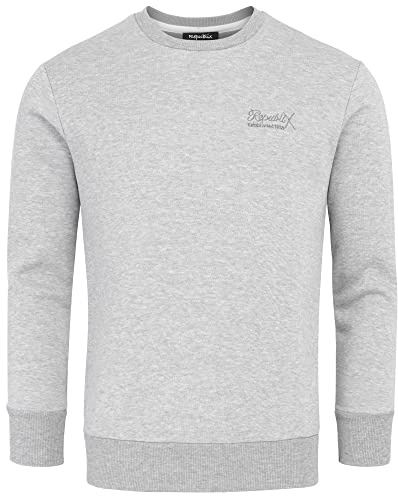 REPUBLIX Herren Basic College Sweatshirt Pullover Sweatjacke Hoodie R-0060 Hellgrau S