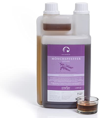 STRÖH Mönchspfeffer für Pferde (1l flüssig in Dosierflasche) • Für stabilen Hormonhaushalt beim Pferd • Besonders geeignet für Stuten, Hengsten & hengstigen Wallachen • Balancesaft mit Kräutern Pferd