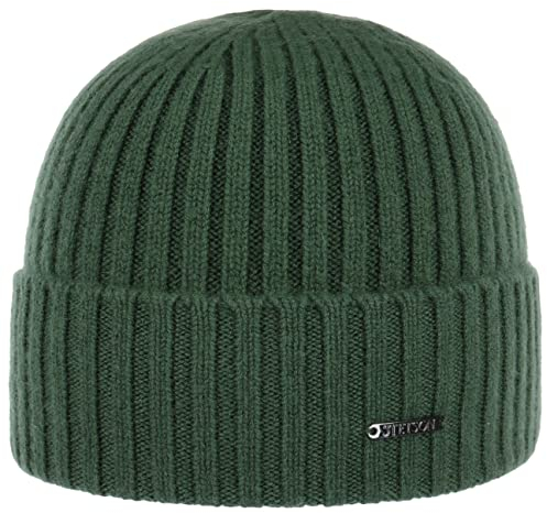 Stetson Varnell Kaschmirmütze Damen Herren 100% Kaschmir Breiter Umschlagrand Kuschelig Warm Strickmütze Herbst Winter grün One Size