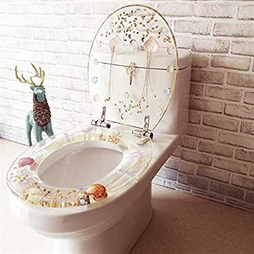Toilettensitze Transparenter Toilettendeckel aus getrockneten Blumen aus Edelstahl mit verlangsamter Haushalts-Toilettenabdeckung Lnge überschreitet 48 cm Nicht