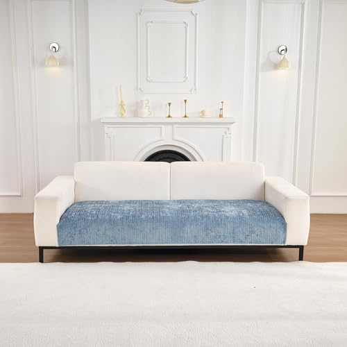GKXLH Weiche Chenille Sofabezug - Das Neue Four Seasons Sofa überzug Universal Antirutsch Couch überzug 1 2 3 4 Sitzer, Sofa Sitzkissenbezug Sofaüberwürfe L Form Möbelschutz für Wohnzimmer (Blau)