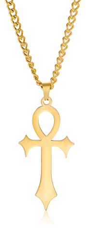 LIKGREAT Ankh Halskette Antike Ägyptische Kreuz Anhänger Halsketten Ägypten Ankh Corss Charm Glück Amulett Schutz Edelstahl Schmuck für Männer Frauen (g)