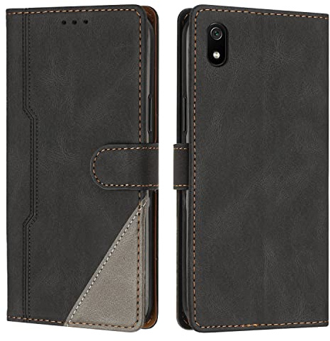 Radoo Coque pour Xiaomi Redmi 7A, Housse Etui Portefeuille Cuir Multifonction, Fermeture Magnétique à Clapet Anti-Choc [Fonction Support] Flip Case Compatible avec Xiaomi Redmi 7A (Noir)