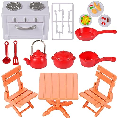 Funmo Juego de Hornear en Miniatura,Juego de Cocina en Miniatura,Accesorios en Miniatura,Accesorios de casa de muñecas,Mini Juegos de Muebles de Casas de Muñecas