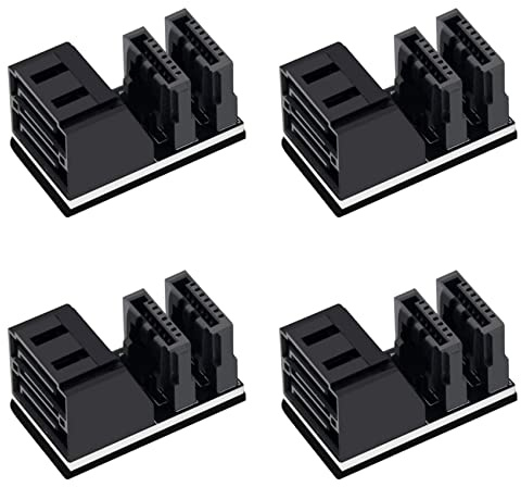 Fegtrty 4Pcs Double SATA 7Pin Female to Double 7Pin Male 90 Degree Angled Adapter Mainboard SATA Adapter for Desktops SSD HDD
