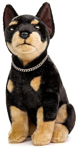 PuffPurrs Doppelter Brot Realistischer Dobermann-Hund-Plüschtier - Simulation 12 stehender Dobermann-Nobel-Haustier-Hund, einzigartige Plüschgeschenksammlung für Kinder, Geburtstag, Wohnkultur