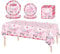 53Pcs Valentine's Day Disposable Party Tableware Kits Decorations for Lover,Pink Red Heart Party Table Cloth,7inch 9inch Paper Plates,Paper Napkins Tableware for Valentine's Day Birthday Wedding Party