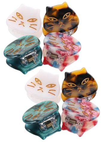 Ipetboom Pinzas Cabello Mujer Pequeñas Diseño de Gato en Acetato, 8 Piezas Ligeras y Fáciles de Usar para Cumpleaños o Bodas
