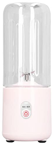 Mini Fruit Blender, 500 Ml, 6 Blades, Portable Blender, Easy to Use, Powerful, Easy to, Transparent Bottle for Home (Pink)