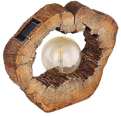 Solarlampe Outdoor Garten Solarleuchte LED Solar Außenlampe Gartendeko Baumscheibe Holzoptik braun, Kunststoff, 1x LED warmweiß, LxBxH 30,5x8,5x25,5 cm
