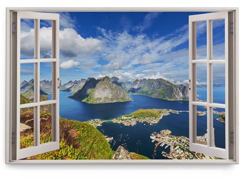 Paul Sinus Wandbild 120x80cm Fensterbild Norwegen Natur Berge Küste Buch Meer