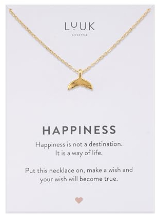 LUUK LIFESTYLE Moderne Halskette mit Fisch I Flossen Anhänger, Geschenkidee für Sie, minimalistisches Design, wasserfester Schmuck, Gold