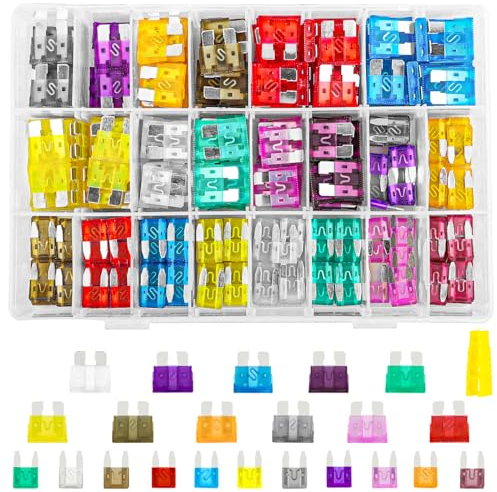 VFANDV Fusibles Coche Kit, 300Pcs Auto Fusibles de Cuchilla con Fusibles Clip, para Camion Moto o Barco, 150 Mini Fusibles Coche, 150 Fusibles Coche Mediano 2A 3A 5A 7.5A 10A 15A 20A 25A 30A 35A 40A