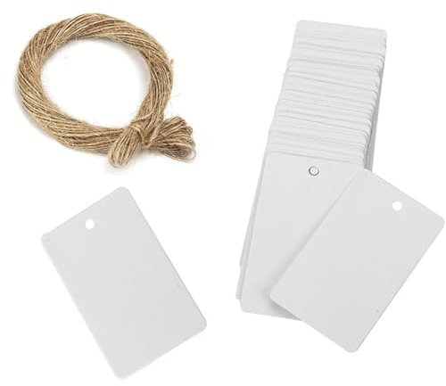 Geschenkanhänger Groß 200 Stk 12X6CM, 300g/m² Kraftpapier Etiketten Tags Packpapier Geschenk (Weiß15X8cm)