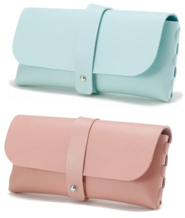 2 Pezzi Custodia Occhiali Pelle, Morbida Custodia Occhiali Lettura, Borsa Astuccio Occhiali for Donna Uomo,Custodia In Pelle Morbida Per Occhiali, Custodia Per Occhiali In Pelle Pu, Unisex(Stile B)