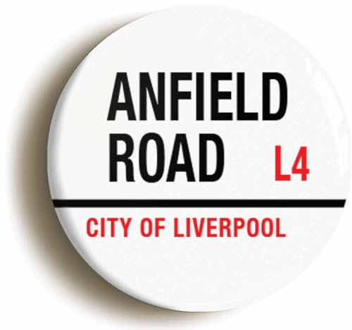 Anfield Road L4 City of Liverpool Road Sign Fridge Magnet (Circular 2inch / 50mm Diameter)