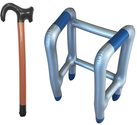 MytaYt Rollator Aufblasbar und Aufblasbarer Gehstock Set Aufblasbare Gehhilfe -Aufblasbare Kostüme für Karneval Fasching oder Rente Cosplay, Lustiges Geschenk für Geburtstagsstreiche