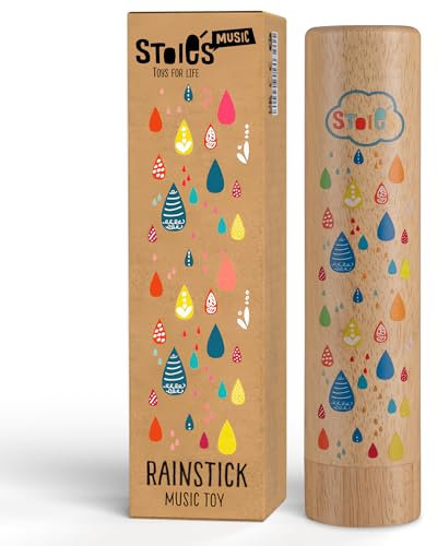 Bâton de Pluie en Bois Stoie’s pour Enfants, 1 pièce : Sons apaisants, Coordination et éveil Musical, Format adapté aux Petits, Jouet sensoriel Montessori, Design Durable et sûr