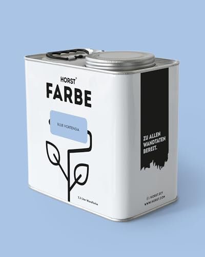 HORST Wandfarbe Blue Hortensia 5L - Hochwertige Innen-Farbe - Hohe Deckkraft & Schnelltrocknend - Geruchsneutral - Spritz- & Tropffrei - 100% Natürlich - Blau