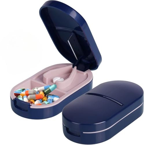 MEDITAL Pill Cutter & Storage Box – 2-in-1 Tablet Splitter & Medicine Organizer for Small & Large Pills – Sharp Blade, Portable & Travel-Friendly (2 Pack)