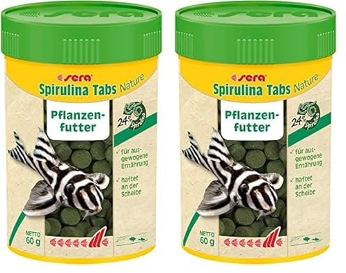 sera Spirulina Tabs Nature 2.1 oz. | Veggie Food Without Dyes & Preservatives | Supports Healthy Digestion & Liveliness | Ideal for Herbivorous Fish & Invertebrates in Fresh & Marine Water