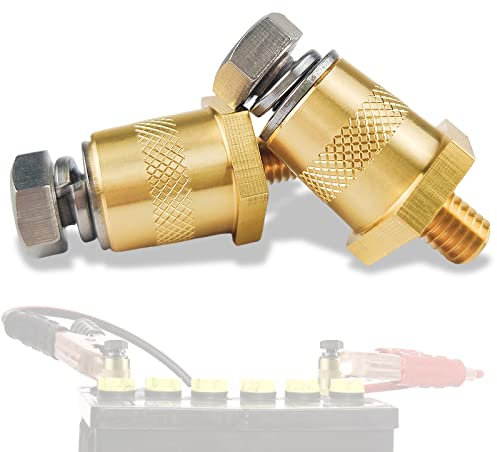 Batterieklemmen Batteriepoladapter Paar M6 mit Außengewinde, Auto Batterie Messing Poladapter Positive Negative, Batteriepolklemmen Adapter für Lithium-Autobatterien