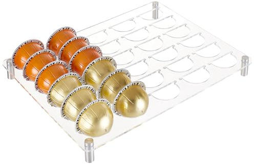 PH PandaHall Vassoio Porta Capsule Caffè 30 Griglie Porta Capsule Caffe, Trasparente Acrilico Organizzatore Capsule Caffè Supporto per Casa Inserto Cassetto per Cucina 32x25cm
