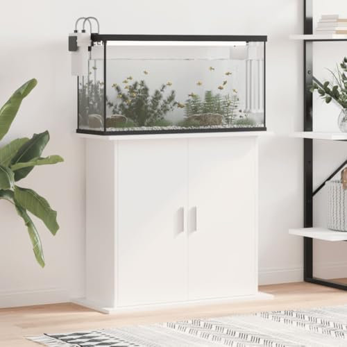 Azzrora Support pour Aquarium Support d'aquarium avec Armoire de Rangement Meuble pour Aquarium-Blanc-81 x 36 x 73 cm