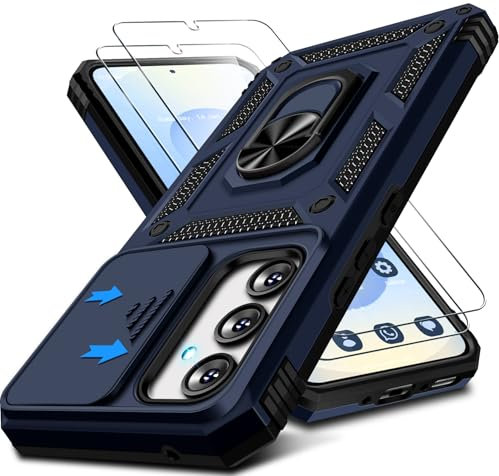 Custodia protettiva per fotocamera per Samsung Galaxy S25, con pellicola protettiva a 2, supporto magnetico in metallo a 360 gradi, per Samsung Galaxy S25 5G (blu)