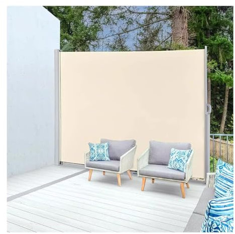 Seitenmarkise Outdoor Beige 180X400 Sonnenschutz und Windschutzscheibe für Garten Balkon und Terrasse, Aluminiumrahmen (Beige 180 x 450 cm)