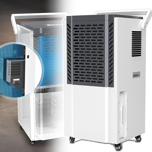 QIeAny Deshumidificador Comercial De 1065 W, Deshumidificador De Área Grande De 100-300㎡, Capacidad De Deshumidificación 130 L/día (30 ℃ 80% HR) + Tanque De Agua De 8 litros + Control Remoto,White