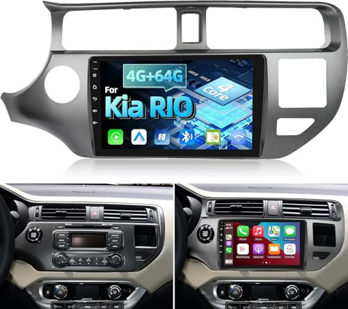 NHOPEEW 4+64G Radio Auto per KIA Rio 2012-2015 - Radio Android da 9 Pollici con Senza fili Carplay e Android Auto - Mirror Link 32EQ DSP Schermo Diviso + Telecamera di Retromarcia & Microfono