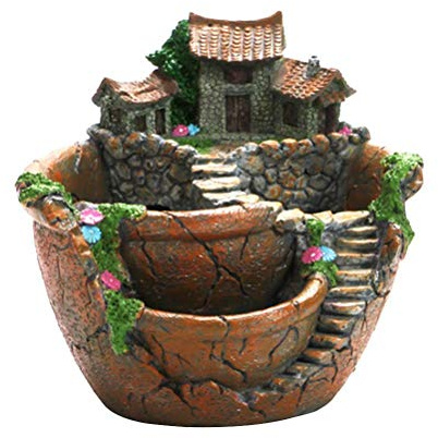 Bonbela Pot de Plantes Créatif Pot de Plantes Succulentes avec Panier de Fleurs de Maison Douce Pot de Jardinière Décoration de Jardin (Orange)
