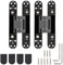 HBL' 2 Pack 6 Inch Black Hidden Door Hinges, Heavy Duty Hidden Hinges for Doors, 3-Way Adjustable to Bulid Secret Bookcase/Bifold/Swing Door